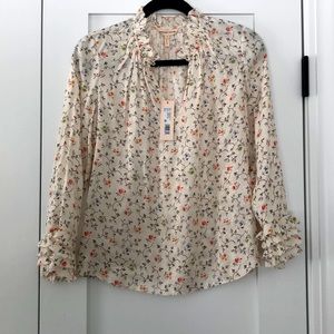 NWT Rebecca Taylor Floral Vine Top Vanilla Size 2